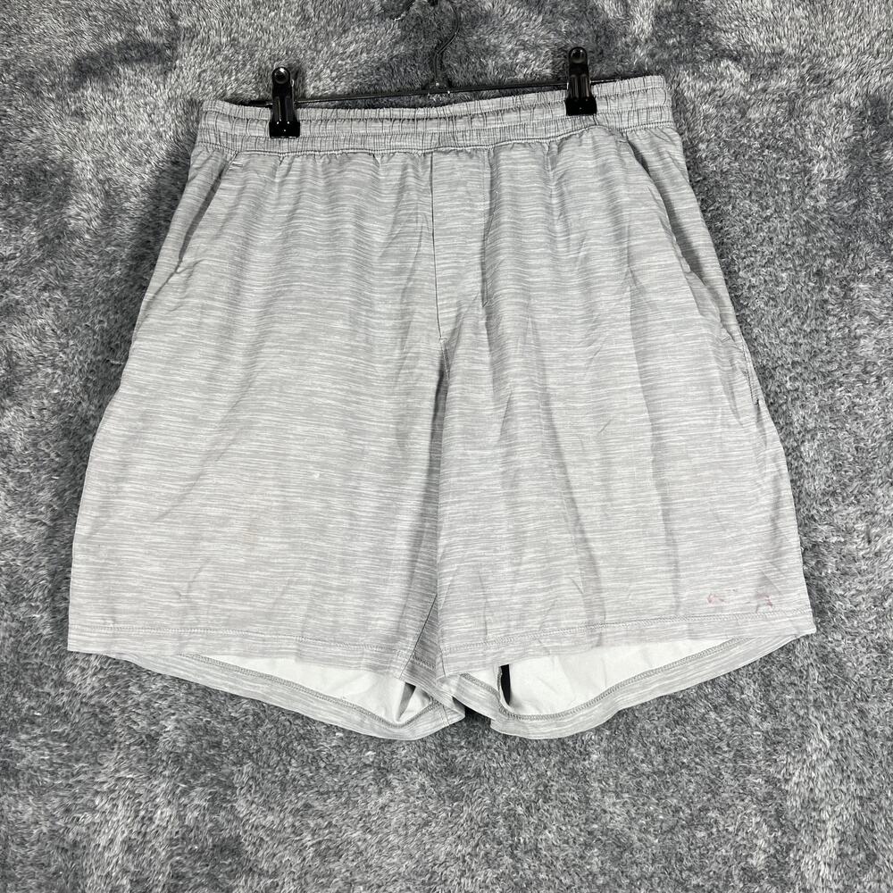 Lululemon Shorts Mens M Gray Athletic Pockets Elastic Waist Jersey Workout